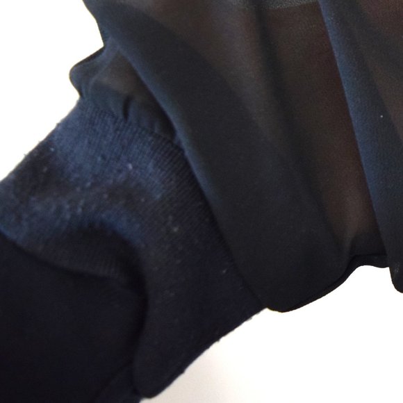2/$20 Black Sheer Sleeve Chiffon Long Sleeve Top - Picture 3 of 8
